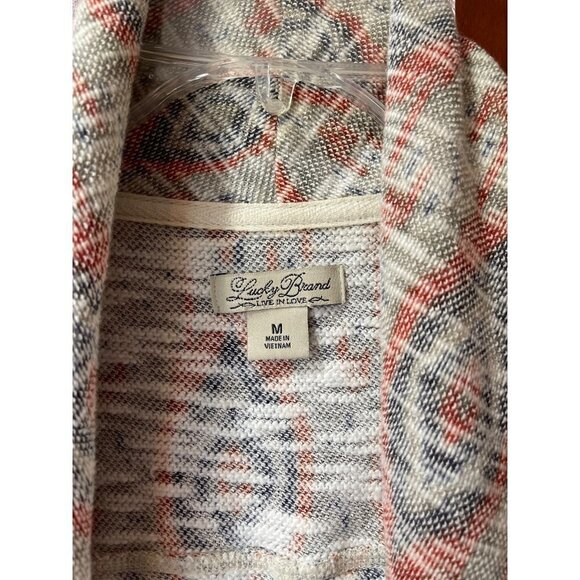 LUCKY BRAND Open Jacket Sweater Cardigan Medium Multicolor Southwestern Boho EUC - Picture 5 of 15